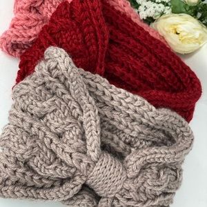 3 Knitted Crochet Ear Warmer Headbands